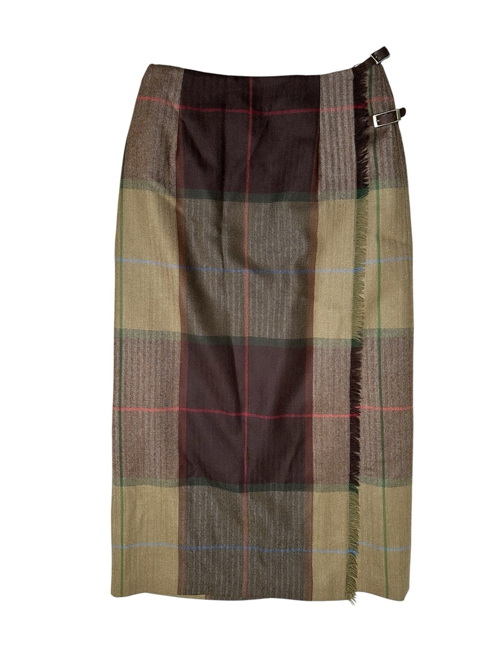 Talbots Women’s 6 Brown Wool Plaid Wrap Skirt